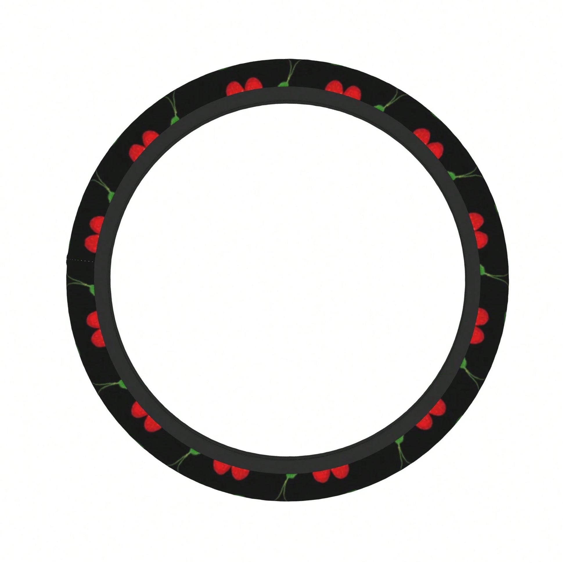 1pc Cherry Print Car Steering Wheel Cover, Waterproof, No Inner Ring, Protective Cover For Car Interior Steering Wheel, Suitable For All Seasons