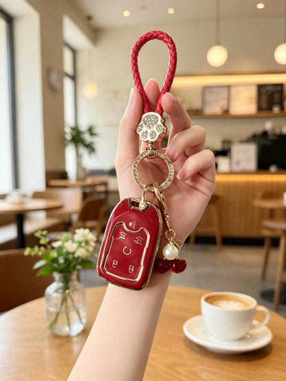 1PC Cherry Rhinestone Cat Paw Keychain Suitable For GMC Chevrolet Car Key Cover Colorad High-End Fashion Suburban Key Shell Couple Keychain