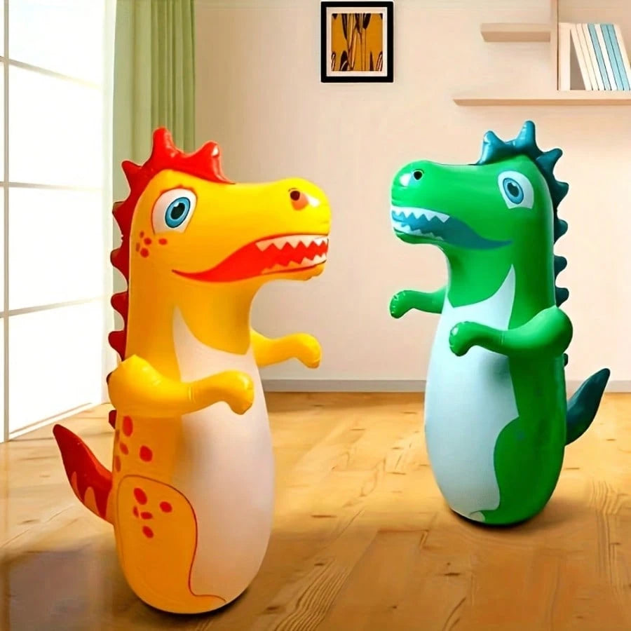 1PC Children's Dinosaur Inflatable Tumbler Toy, PVC Material, Boxing Punching Bag, Water-Fillable Base, Home Parent-Child Interactive Fitness Toy, Random Dinosaur Print Texture/Suitable For Indoor Fam