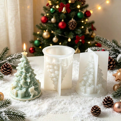 1pc Christmas Tree Gift Box Ornament Aromatherapy Candle Mold, Christmas Decoration Ornament Plaster Resin Silicone Mold, Suitable For Resin, Plaster, Candle Making, Suitable For Handmade Crafts, Chri