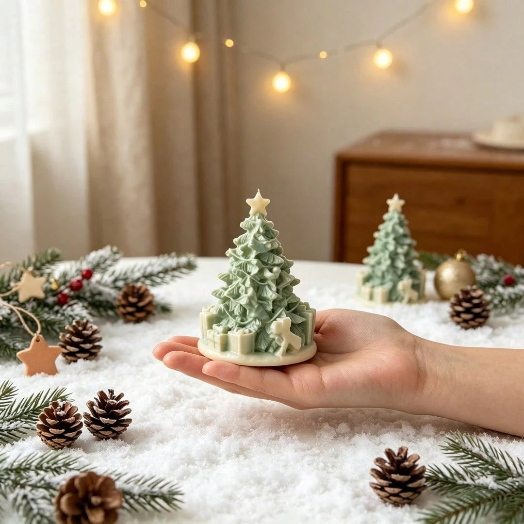1pc Christmas Tree Gift Box Ornament Aromatherapy Candle Mold, Christmas Decoration Ornament Plaster Resin Silicone Mold, Suitable For Resin, Plaster, Candle Making, Suitable For Handmade Crafts, Chri