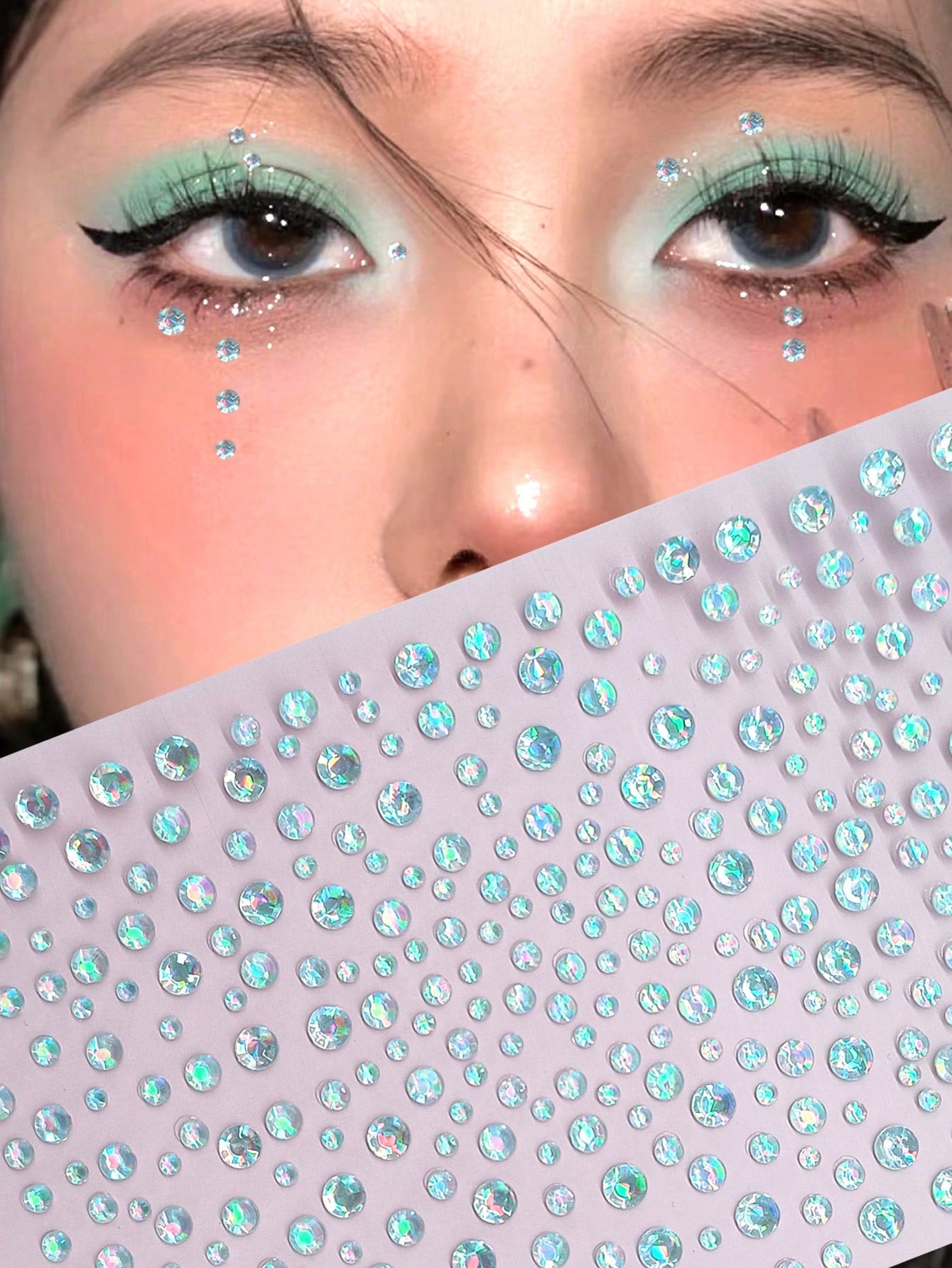 1pc Clear And Glittering Gemstone Sticker For Eye Makeup, Suitable For DIY Makeup, Music Festivals, Parties And Daily Use.,Concert Look,Face Gems