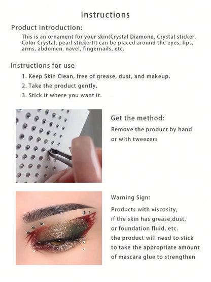1pc Clear And Glittering Gemstone Sticker For Eye Makeup, Suitable For DIY Makeup, Music Festivals, Parties And Daily Use.,Concert Look,Face Gems