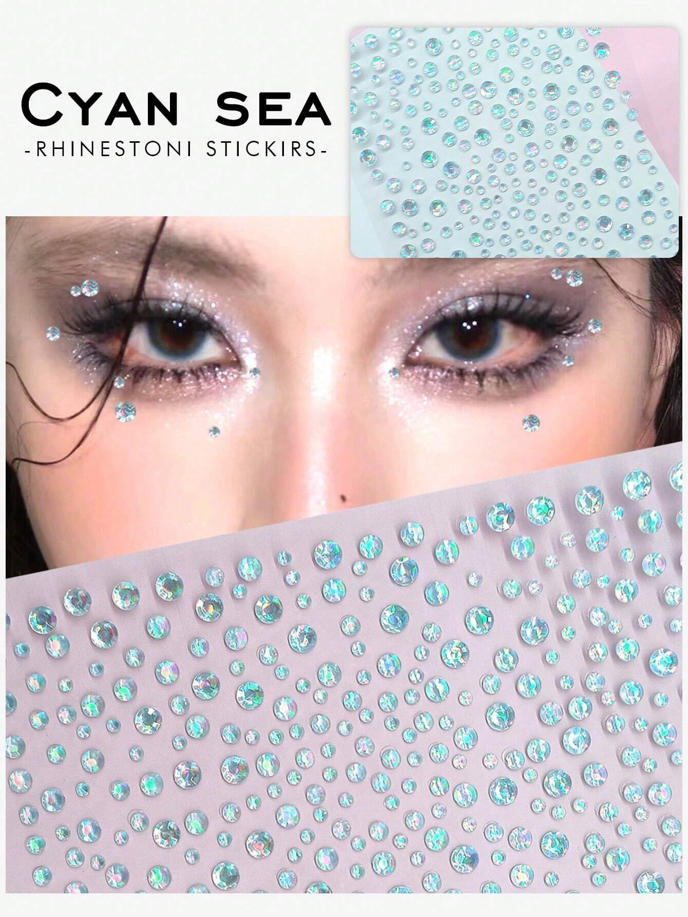 1pc Clear And Glittering Gemstone Sticker For Eye Makeup, Suitable For DIY Makeup, Music Festivals, Parties And Daily Use.,Concert Look,Face Gems