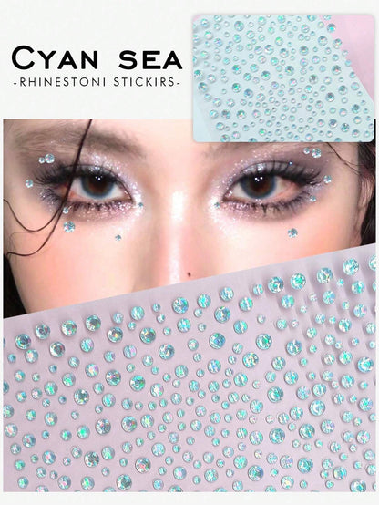 1pc Clear And Glittering Gemstone Sticker For Eye Makeup, Suitable For DIY Makeup, Music Festivals, Parties And Daily Use.,Concert Look,Face Gems