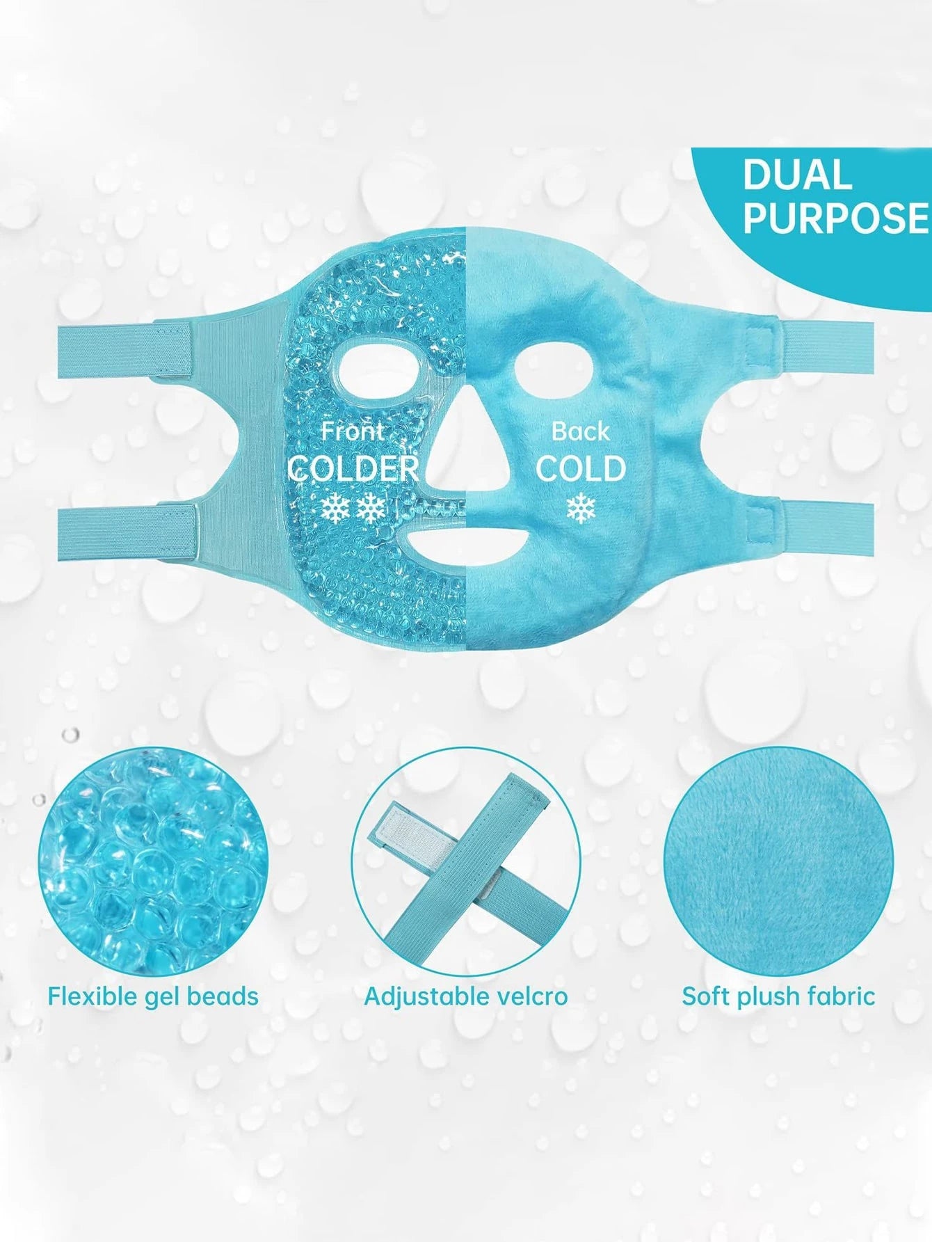 1pc Cold/Hot Gel Face Mask, Summer Pvc Cool/Hot Compress Beauty Mask, Cooling Eye Mask, Ice Pack Facial Mask,Makeup,Cheap,Room Decor,Vanity,Travel,Bedroom,Makeup Accessories,Puff,Makeup Blender,Powder