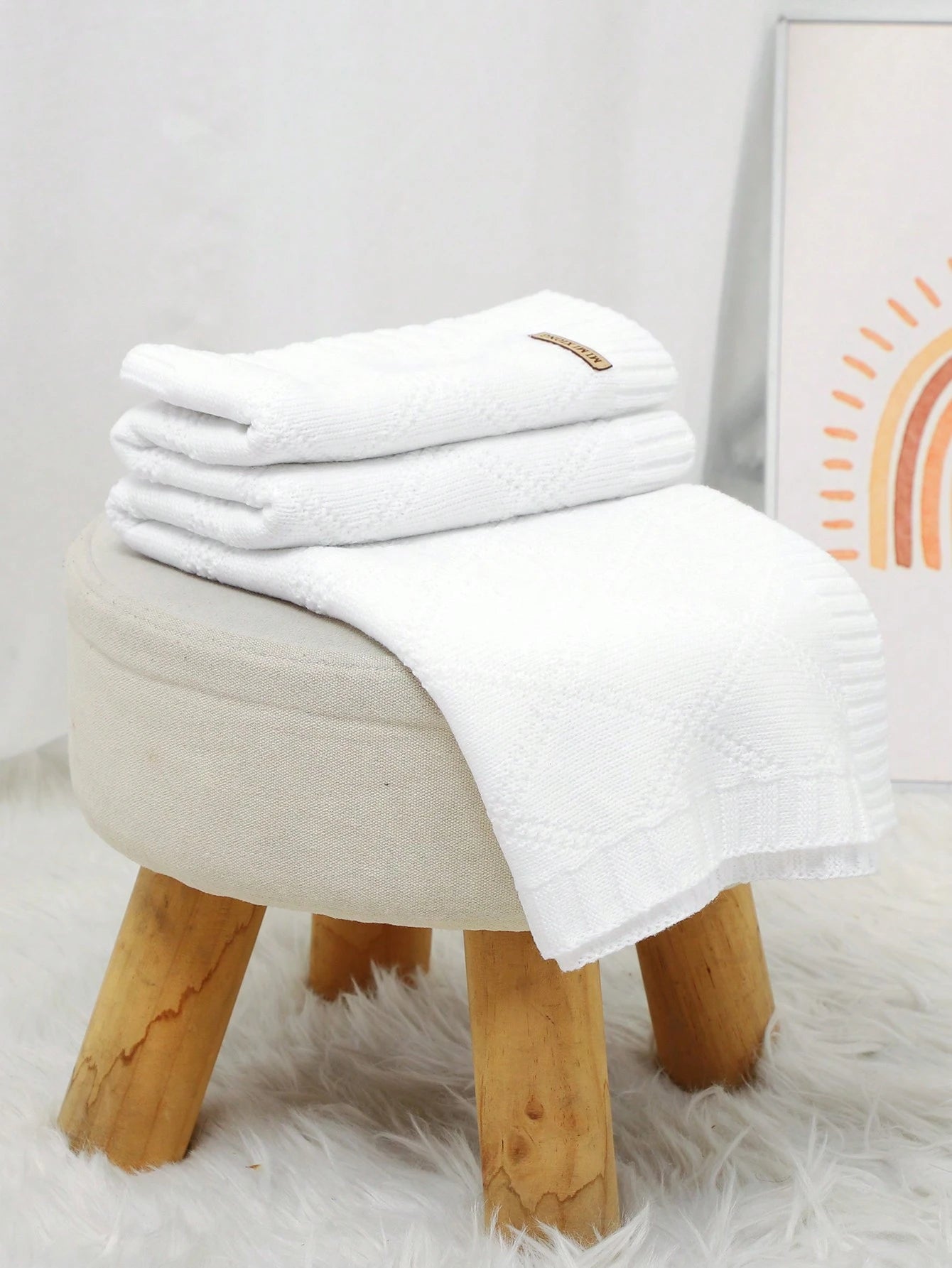 1pc Comfortable & Simple Knitted Baby Blanket, All Season Love Valentine