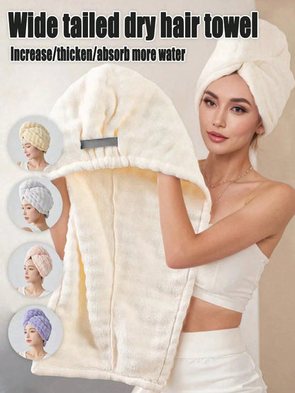 1pc Coral Fleece Super Thick & Absorbent Hair Towel, Minimalist Solid Color Home Towel, Suitable For Long & Short Hair, Highly Absorbent