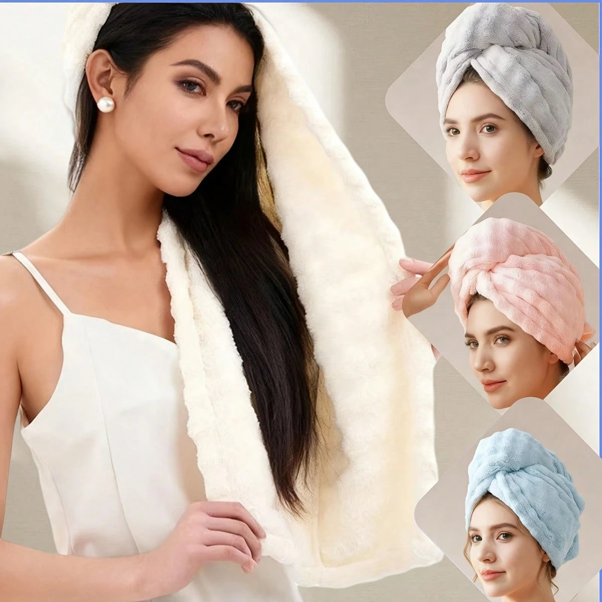 1pc Coral Fleece Super Thick & Absorbent Hair Towel, Minimalist Solid Color Home Towel, Suitable For Long & Short Hair, Highly Absorbent