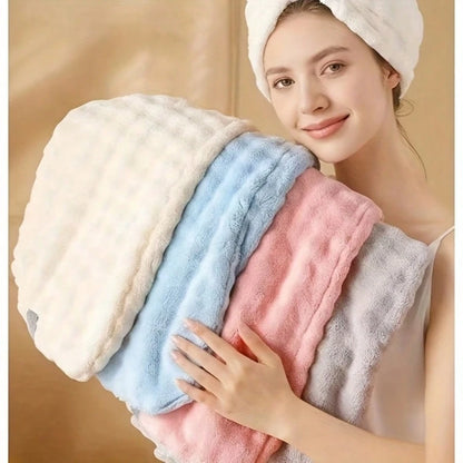 1pc Coral Fleece Super Thick & Absorbent Hair Towel, Minimalist Solid Color Home Towel, Suitable For Long & Short Hair, Highly Absorbent