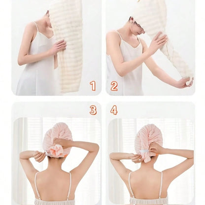 1pc Coral Fleece Super Thick & Absorbent Hair Towel, Minimalist Solid Color Home Towel, Suitable For Long & Short Hair, Highly Absorbent