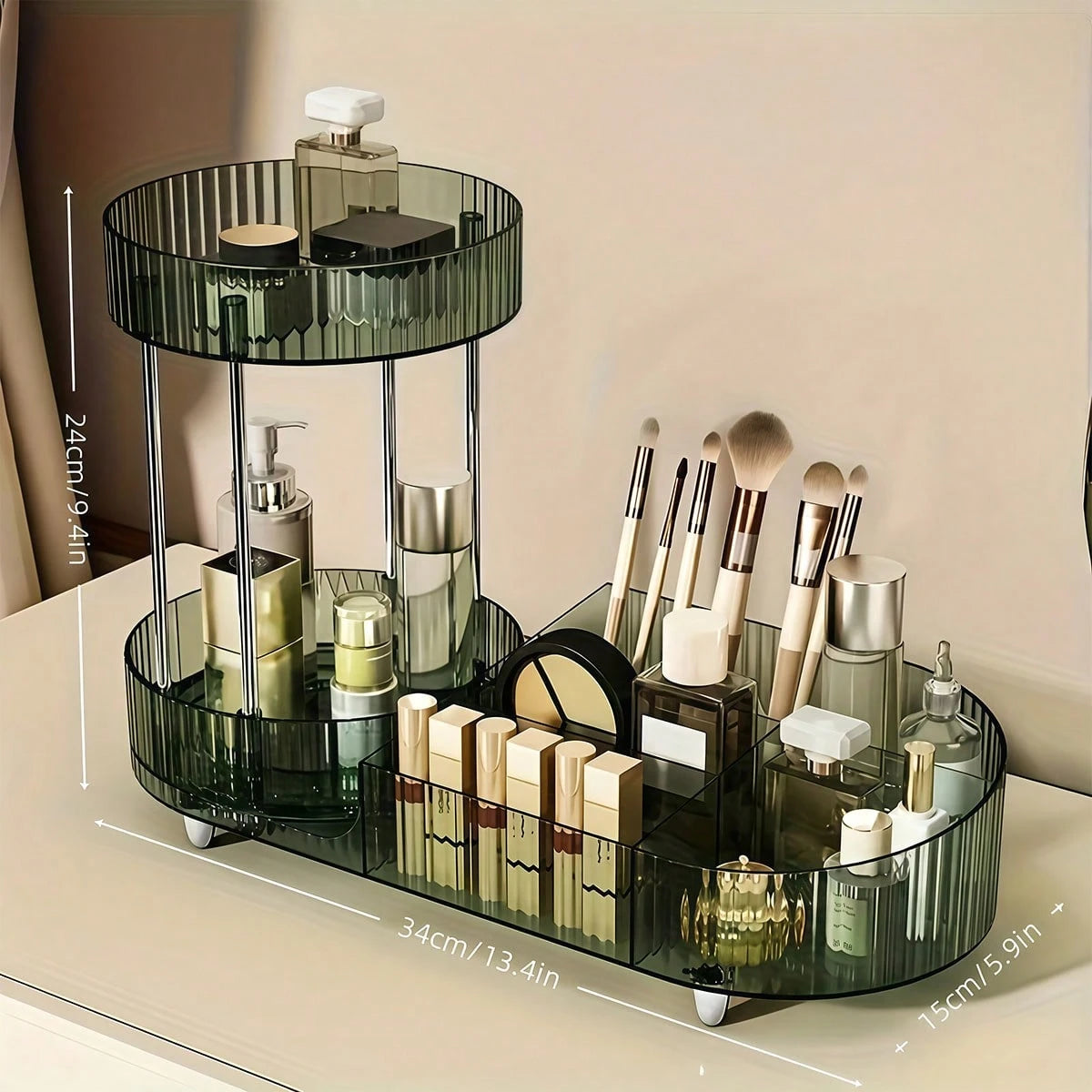 1pc Cosmetic Storage Box- Multifunctional Desktop Perfume Tray Holder, Suitable For Storing Skincare Products And Makeup Brushes, Fashionable Design, Smooth Rotation, Ideal Choice For Beauty Lovers