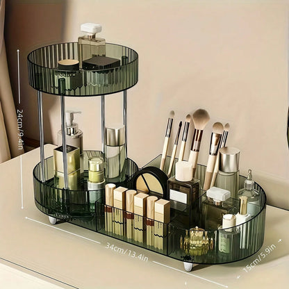 1pc Cosmetic Storage Box- Multifunctional Desktop Perfume Tray Holder, Suitable For Storing Skincare Products And Makeup Brushes, Fashionable Design, Smooth Rotation, Ideal Choice For Beauty Lovers