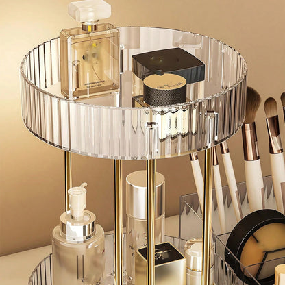 1pc Cosmetic Storage Box- Multifunctional Desktop Perfume Tray Holder, Suitable For Storing Skincare Products And Makeup Brushes, Fashionable Design, Smooth Rotation, Ideal Choice For Beauty Lovers