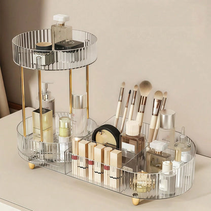 1pc Cosmetic Storage Box- Multifunctional Desktop Perfume Tray Holder, Suitable For Storing Skincare Products And Makeup Brushes, Fashionable Design, Smooth Rotation, Ideal Choice For Beauty Lovers