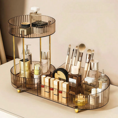 1pc Cosmetic Storage Box- Multifunctional Desktop Perfume Tray Holder, Suitable For Storing Skincare Products And Makeup Brushes, Fashionable Design, Smooth Rotation, Ideal Choice For Beauty Lovers