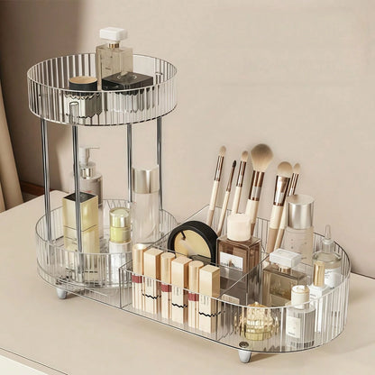 1pc Cosmetic Storage Box- Multifunctional Desktop Perfume Tray Holder, Suitable For Storing Skincare Products And Makeup Brushes, Fashionable Design, Smooth Rotation, Ideal Choice For Beauty Lovers