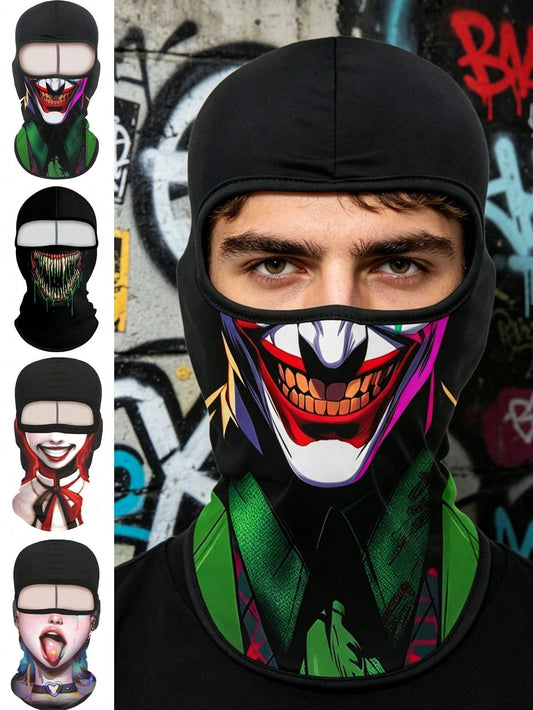 1pc Creative 3D Funny Face Head Cover, Unisex Breathable Sun Protection Full Face Mask, Suitable For Outdoor Running, Cycling, Fishing, Hiking, All Seasons