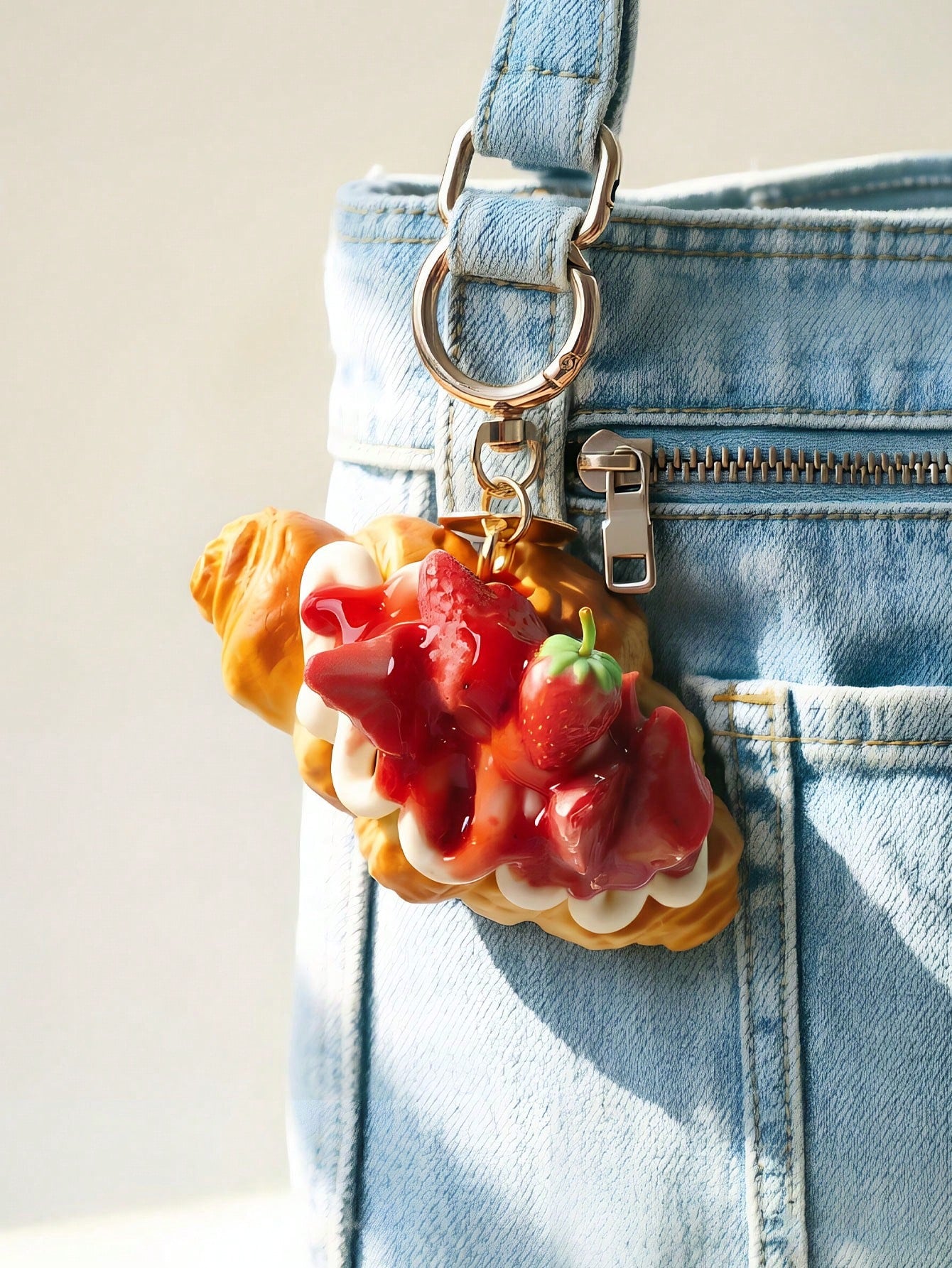 1pc Creative Food Cake Keychain, Cute Simulated Ice Cream Cup Shaped Keychain Pendant Gift For Girl