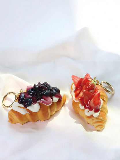 1pc Creative Food Cake Keychain, Cute Simulated Ice Cream Cup Shaped Keychain Pendant Gift For Girl