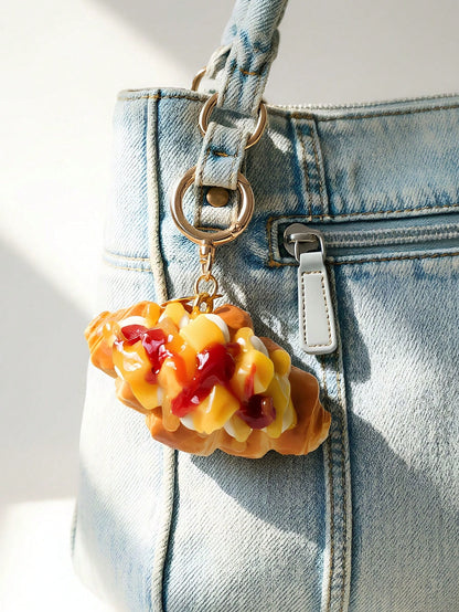 1pc Creative Food Cake Keychain, Cute Simulated Ice Cream Cup Shaped Keychain Pendant Gift For Girl