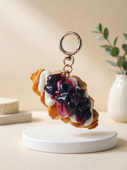1pc Creative Food Cake Keychain, Cute Simulated Ice Cream Cup Shaped Keychain Pendant Gift For Girl