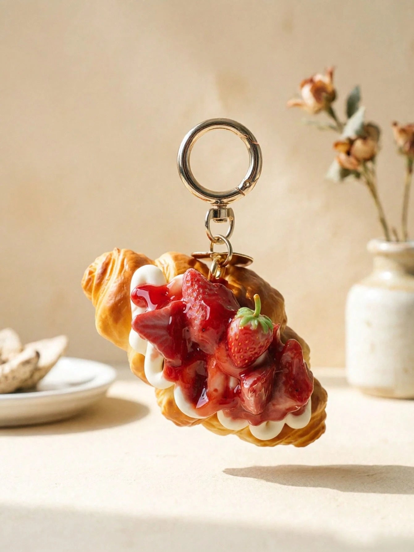 1pc Creative Food Cake Keychain, Cute Simulated Ice Cream Cup Shaped Keychain Pendant Gift For Girl