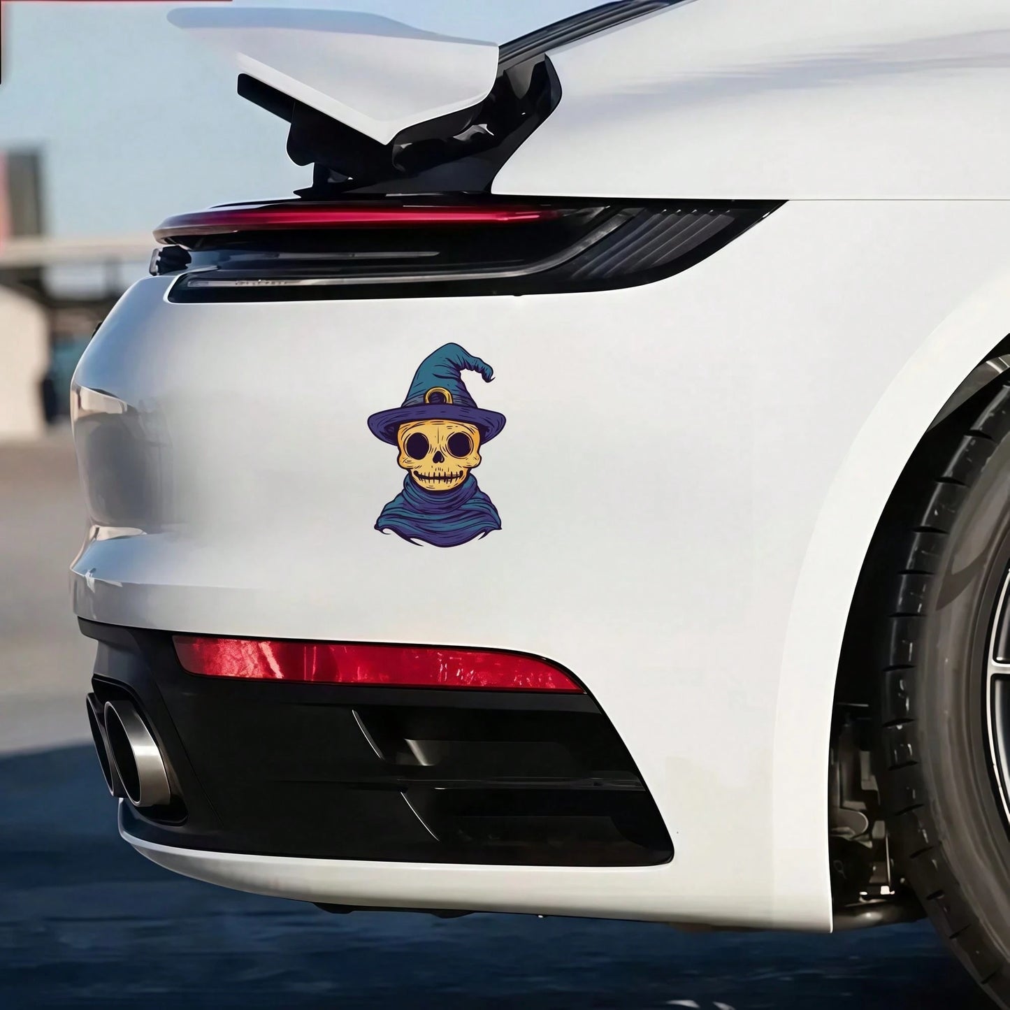 1pc Creative Funny Ghost Skull Halloween Car Body Sticker, Vinyl Waterproof UV Resistant, Suitable For Car Body, Rear Window, Car Tail, Side Window, Motorcycle, Glass Window Wall Decoration
