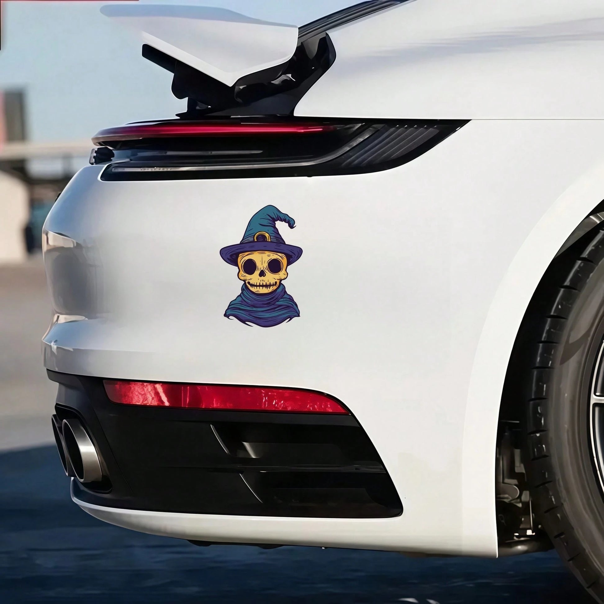 1pc Creative Funny Ghost Skull Halloween Car Body Sticker, Vinyl Waterproof UV Resistant, Suitable For Car Body, Rear Window, Car Tail, Side Window, Motorcycle, Glass Window Wall Decoration
