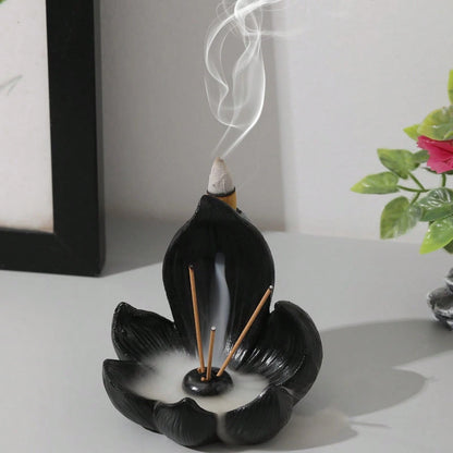 1pc Creative Lotus Flower Incense Burner, Resin Lotus Design Artcraft Diffuser, Suitable For Meditation, Room Decor, Meditation Aid Tool, Indoor/Outdoor Home Decor, No Fragrance, Electricity-Free