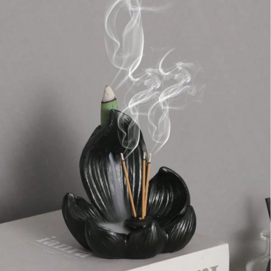 1pc Creative Lotus Flower Incense Burner, Resin Lotus Design Artcraft Diffuser, Suitable For Meditation, Room Decor, Meditation Aid Tool, Indoor/Outdoor Home Decor, No Fragrance, Electricity-Free