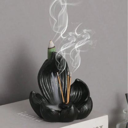 1pc Creative Lotus Flower Incense Burner, Resin Lotus Design Artcraft Diffuser, Suitable For Meditation, Room Decor, Meditation Aid Tool, Indoor/Outdoor Home Decor, No Fragrance, Electricity-Free