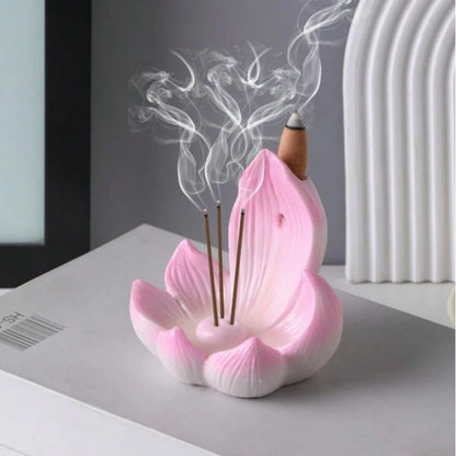 1pc Creative Lotus Flower Incense Burner, Resin Lotus Design Artcraft Diffuser, Suitable For Meditation, Room Decor, Meditation Aid Tool, Indoor/Outdoor Home Decor, No Fragrance, Electricity-Free