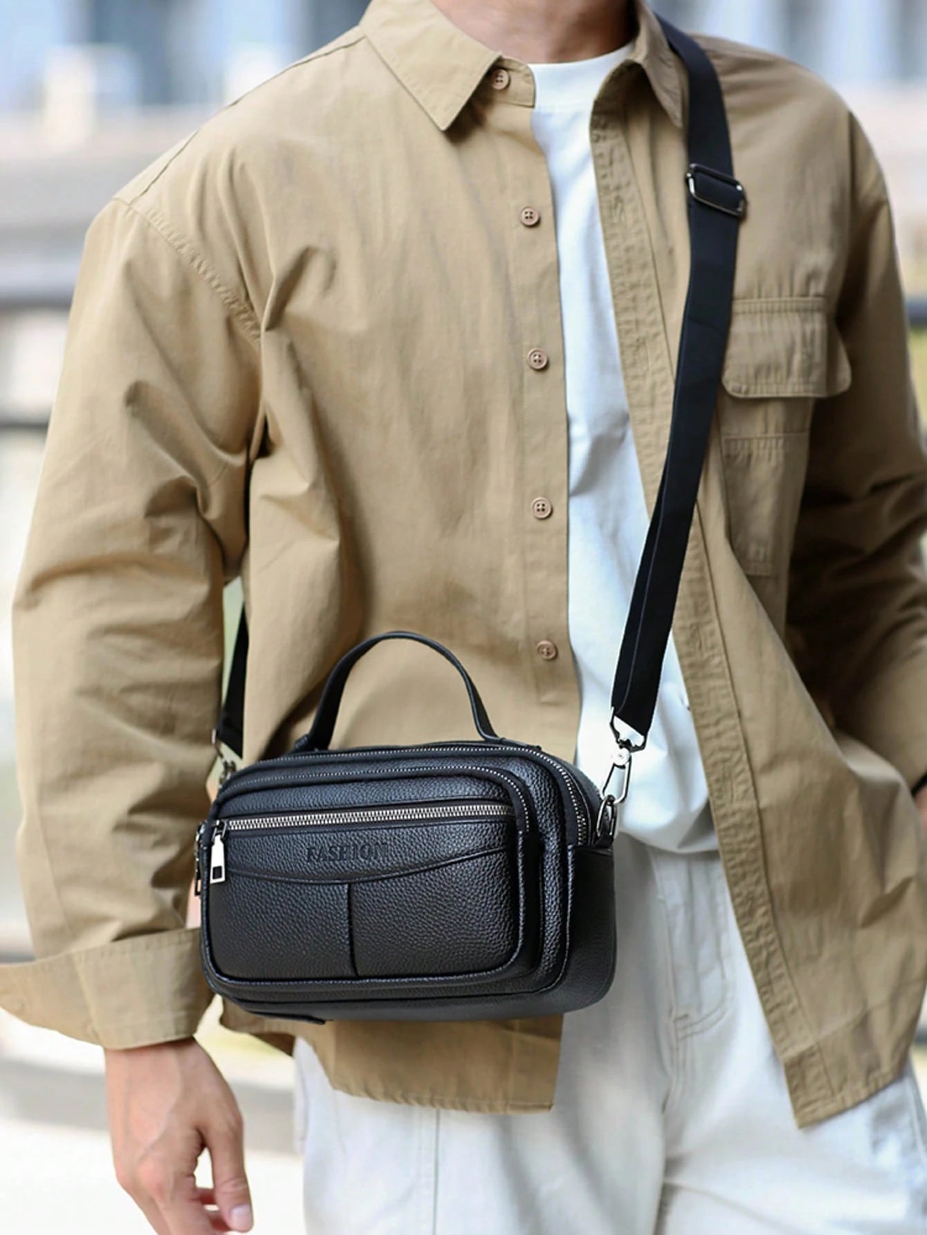 1pc- Crossbody Shoulder Bag- New Large Capacity Men's Horizontal Business Crossbody Bag- Casual Men's Handbag, Suitable For Business, Commuting, Casual Travel