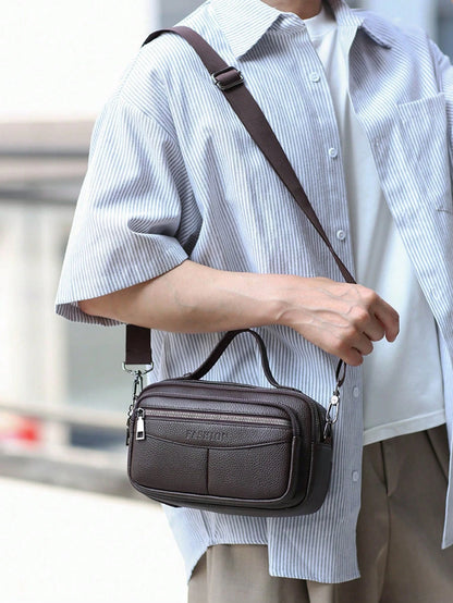 1pc- Crossbody Shoulder Bag- New Large Capacity Men's Horizontal Business Crossbody Bag- Casual Men's Handbag, Suitable For Business, Commuting, Casual Travel