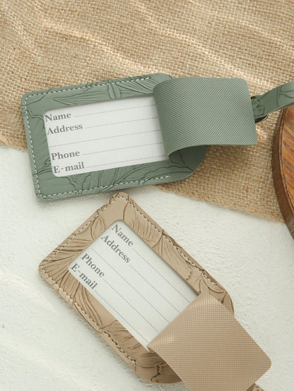 1PC Custom Name Luggage Tag For Suitcases Customized Gold Monogram Name Luggage Tags With Carving Flower Patterns Personalized Vegan Leather Tag With Privacy Name Card Travel Accessories Handmade Eleg