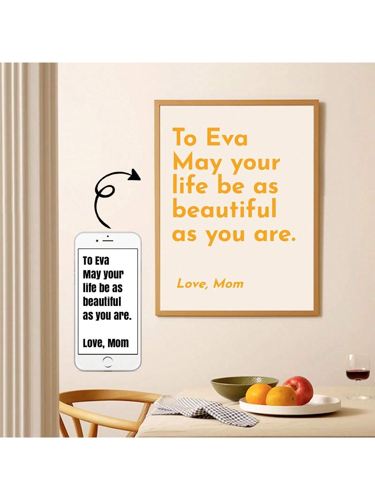 1Pc Custom Quote Print, Canvas Wall Art, Optional Frame, Room Decor, Home, Office, For Anniversaries, Valentine's Day, Mother's Day, Birthdays, Graduation, Weddings, Retro Serif Quote Art, Personalize