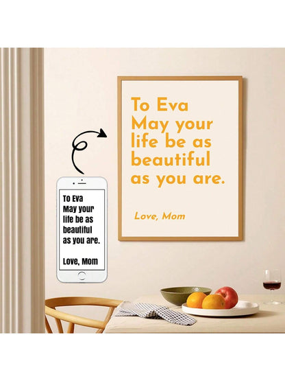 1Pc Custom Quote Print, Canvas Wall Art, Optional Frame, Room Decor, Home, Office, For Anniversaries, Valentine's Day, Mother's Day, Birthdays, Graduation, Weddings, Retro Serif Quote Art, Personalize