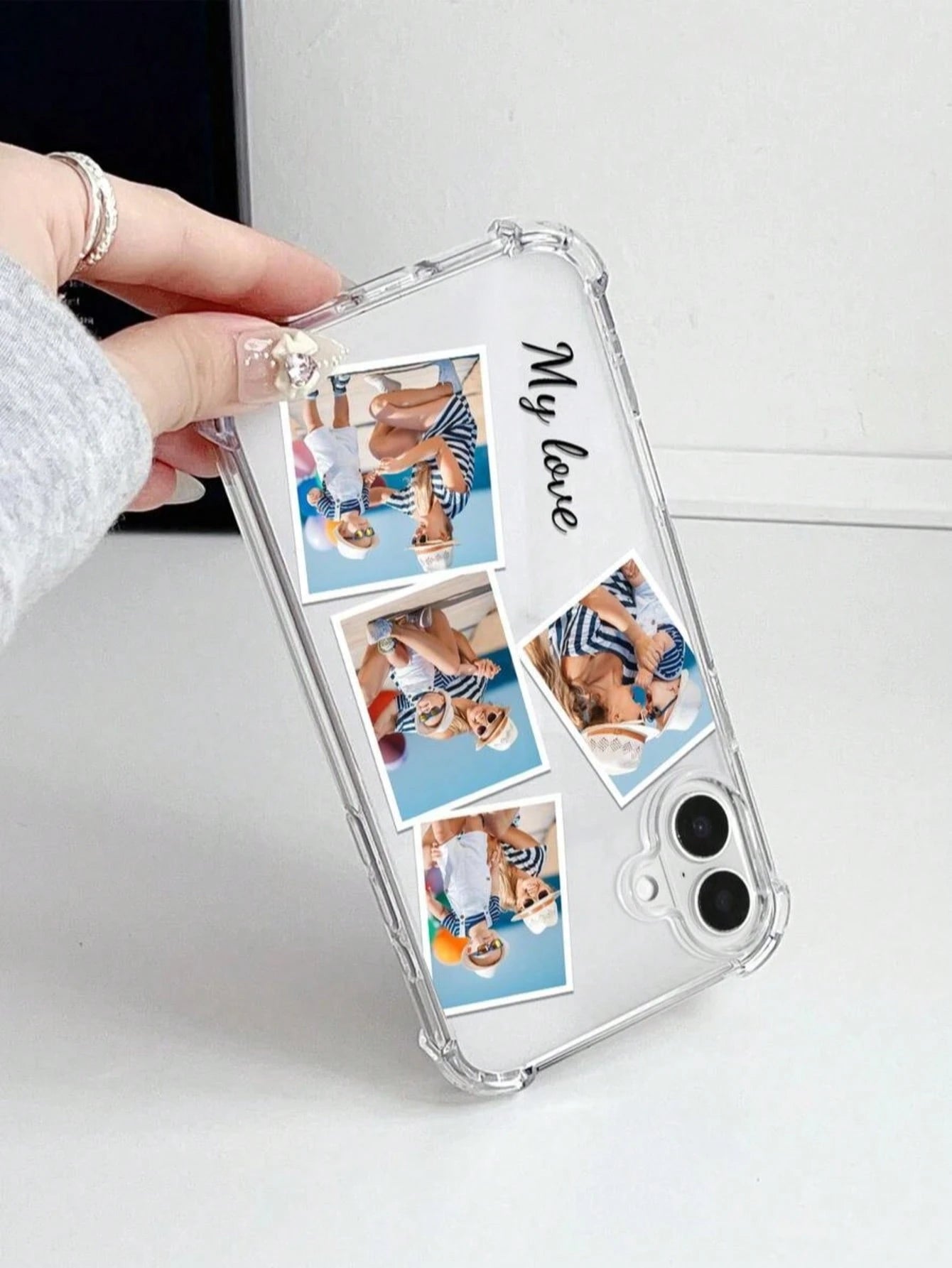 1pc Custom Silver Image Phone Case, Customizable Matte Wedding Font Phone Case, Timeless And Fashionable. Valentine's Day Phone Case, A Timeless Custom Phone Case. Couple Phone Case, DIY Custom Phone