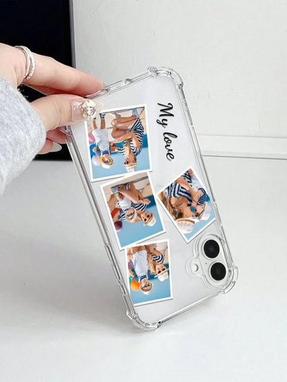 1pc Custom Silver Image Phone Case, Customizable Matte Wedding Font Phone Case, Timeless And Fashionable. Valentine's Day Phone Case, A Timeless Custom Phone Case. Couple Phone Case, DIY Custom Phone