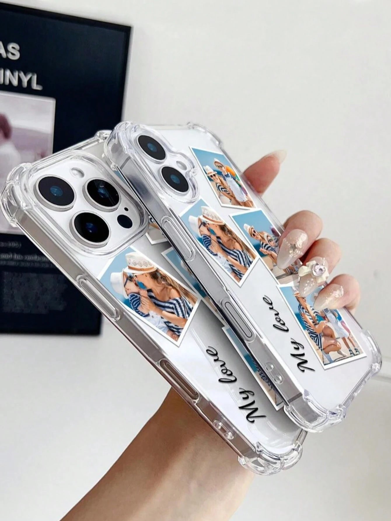 1pc Custom Silver Image Phone Case, Customizable Matte Wedding Font Phone Case, Timeless And Fashionable. Valentine's Day Phone Case, A Timeless Custom Phone Case. Couple Phone Case, DIY Custom Phone