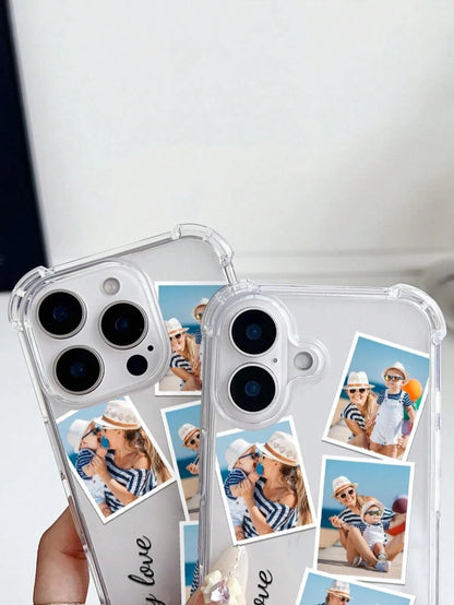 1pc Custom Silver Image Phone Case, Customizable Matte Wedding Font Phone Case, Timeless And Fashionable. Valentine's Day Phone Case, A Timeless Custom Phone Case. Couple Phone Case, DIY Custom Phone