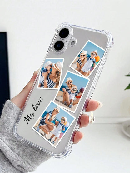 1pc Custom Silver Image Phone Case, Customizable Matte Wedding Font Phone Case, Timeless And Fashionable. Valentine's Day Phone Case, A Timeless Custom Phone Case. Couple Phone Case, DIY Custom Phone