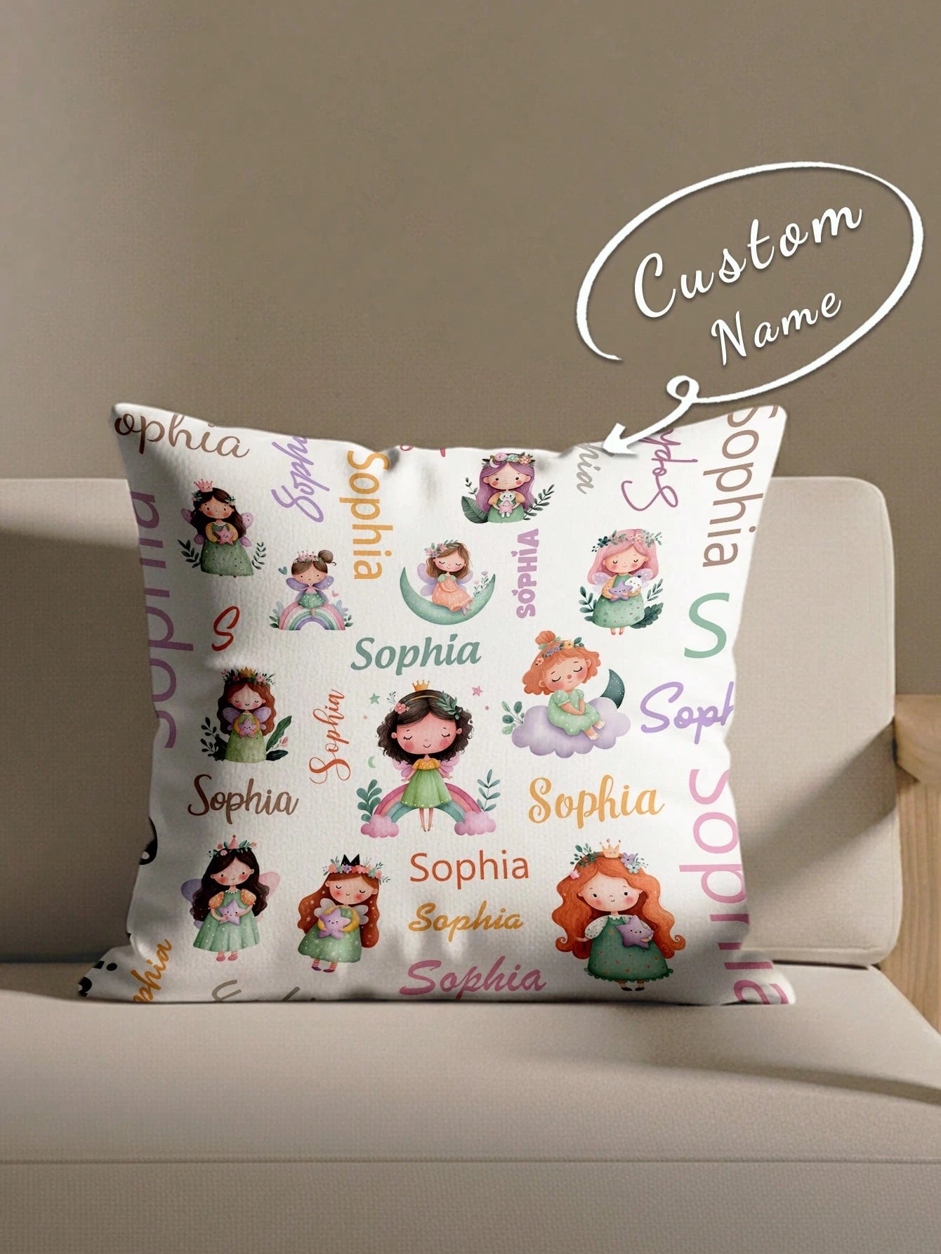 1pc Customizable Personalized Text Print Double-Sided Pillow Case, Printed Pillow Case, Vintage Elegant Pillow Case, Patterned Pillow Case, Suitable For Holiday Gifts, DIY Patterned Pillow Case, For F