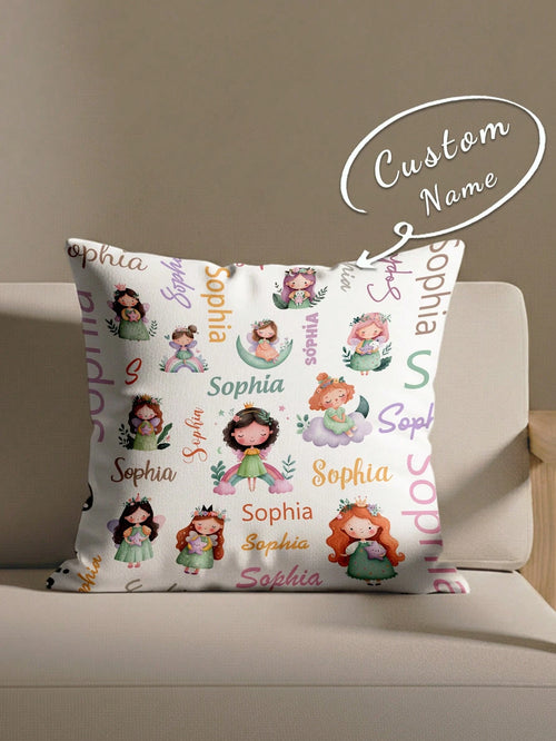 1pc Customizable Personalized Text Print Double-Sided Pillow Case, Printed Pillow Case, Vintage Elegant Pillow Case, Patterned Pillow Case, Suitable For Holiday Gifts, DIY Patterned Pillow Case, For F
