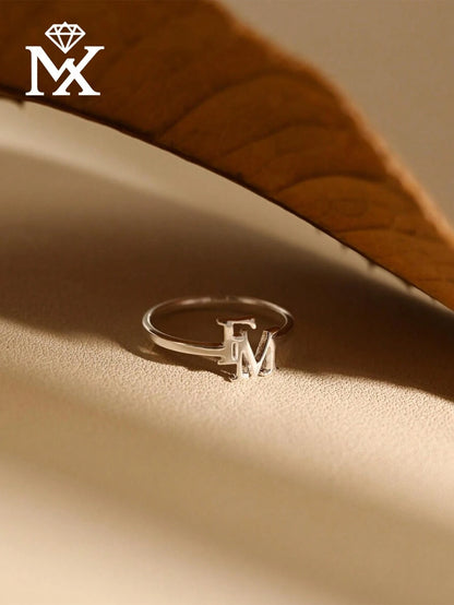 1pc Customized Double Initial Letter Ring, Couple Initial Letter Ring, Customized Letter Ring, Thin Customized Ring, Stackable Engraved Ring, Anniversary Gift, Personalized Gift, Birthday Gift, Gift F