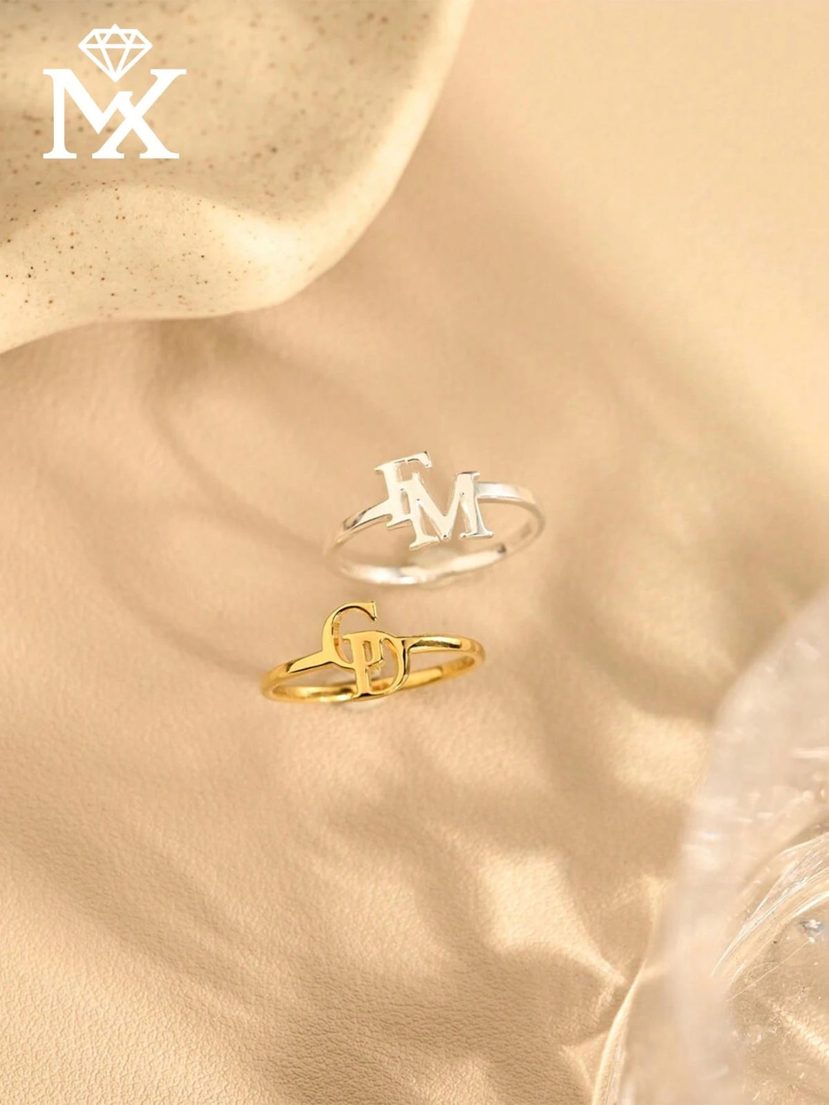 1pc Customized Double Initial Letter Ring, Couple Initial Letter Ring, Customized Letter Ring, Thin Customized Ring, Stackable Engraved Ring, Anniversary Gift, Personalized Gift, Birthday Gift, Gift F
