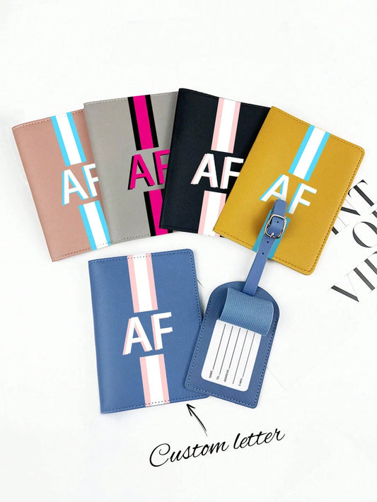 1pc Customized Luggage Tag, Thick PU Leather Boarding Pass Luggage Tag, Metal Buckle, Customizable Text. Suitable For Daily Use, Valentine's Day Gift, Travel Gift, Anniversary Gift, Gift For Friends