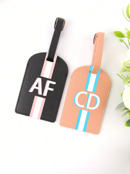 1pc Customized Luggage Tag, Thick PU Leather Boarding Pass Luggage Tag, Metal Buckle, Customizable Text. Suitable For Daily Use, Valentine's Day Gift, Travel Gift, Anniversary Gift, Gift For Friends