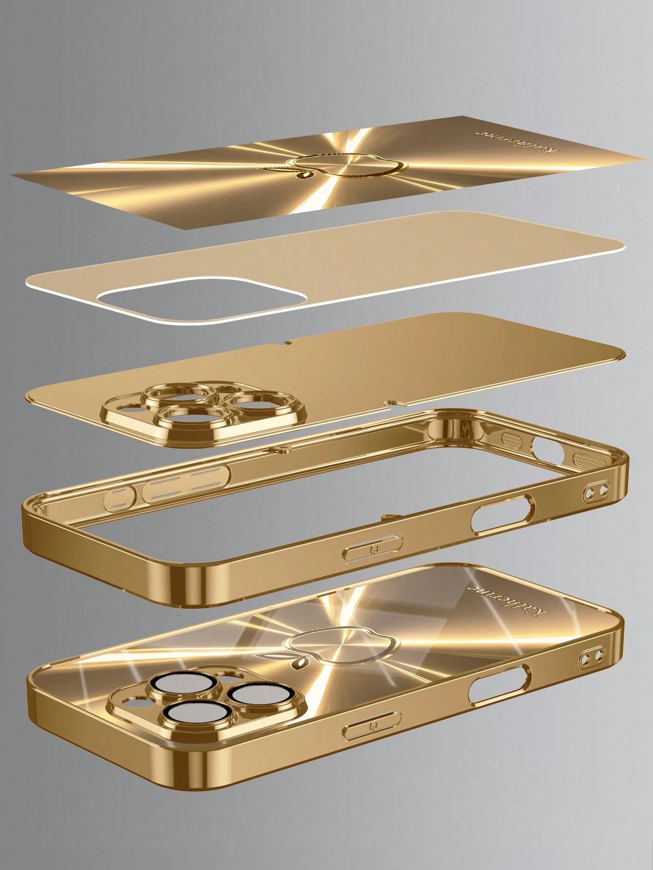 1pc Customized Name High Definition Electroplated Gold Glass Phone Case Gradient Printed Pattern Compatible With 17ProMax/16 Pro Max/15/14 Plus/13 Pro/12 Pro Max/11/XsMax/8/7/6Plus Phone Accessories